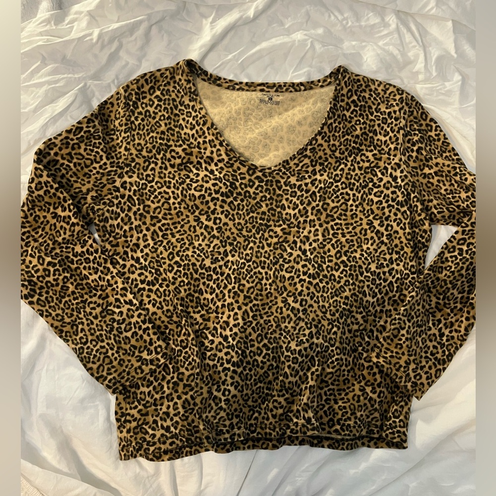 Jones New York W XL Leopard Print Long Sleeve Top